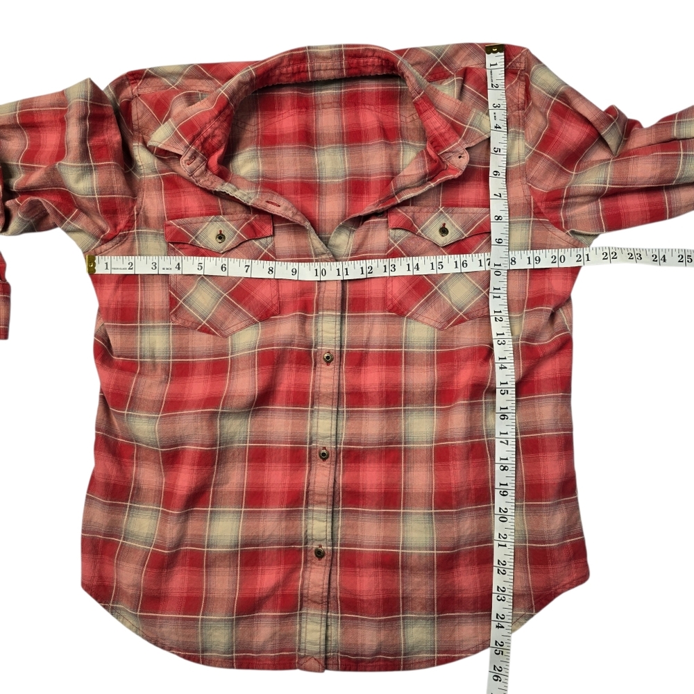 Chaps red and tan plaid long-sleeve cotton shirt - Picture 4 of 4